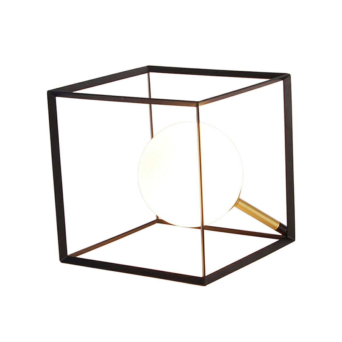 ΛΑΜΠΑ ΕΠΙΤΡΑΠΕΖΙΑ ΚΥΒΟΣ 28W G9 15x15cm ΜΑΥΡΟ ΧΡΥΣΟ ΜΕΤΑΛΛΟ ΣΦΑΙΡΑ ΛΕΥΚΗ