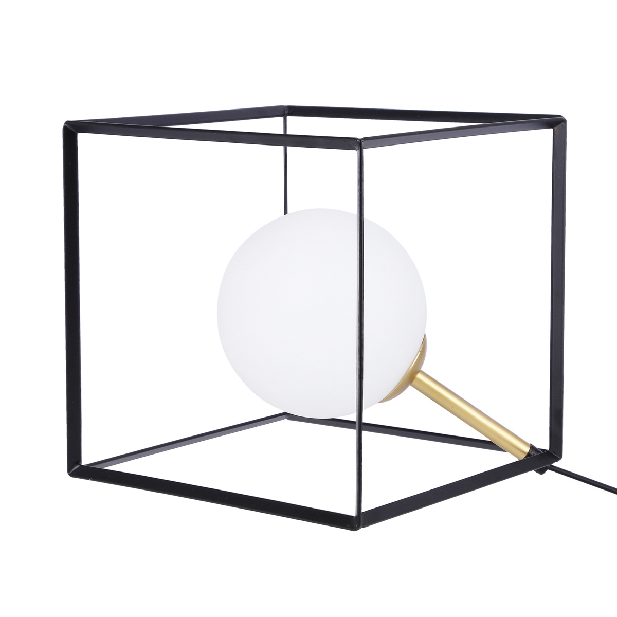 ΛΑΜΠΑ ΕΠΙΤΡΑΠΕΖΙΑ ΚΥΒΟΣ 28W G9 20x20cm ΜΑΥΡΟ ΧΡΥΣΟ ΜΕΤΑΛΛΟ ΣΦΑΙΡΑ ΛΕΥΚΗ