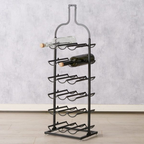 ΚΑΒΑ ΚΡΑΣΙΟΥ Botella, 31Χ22Χ91cm, ΜΑΥΡΟ ΜΕΤΑΛΛΟ