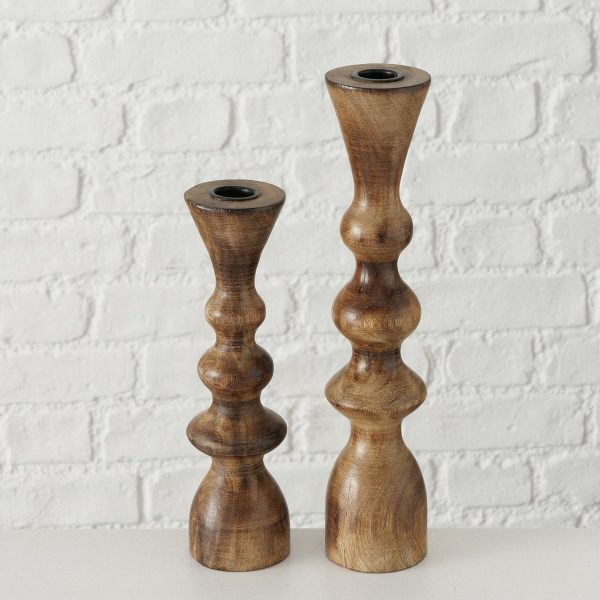 ΚΗΡΟΠΗΓΙΟ Set/2 ΞΥΛΟ Mango ΦΥΣΙΚΟ Caconda D6 H23/30cm