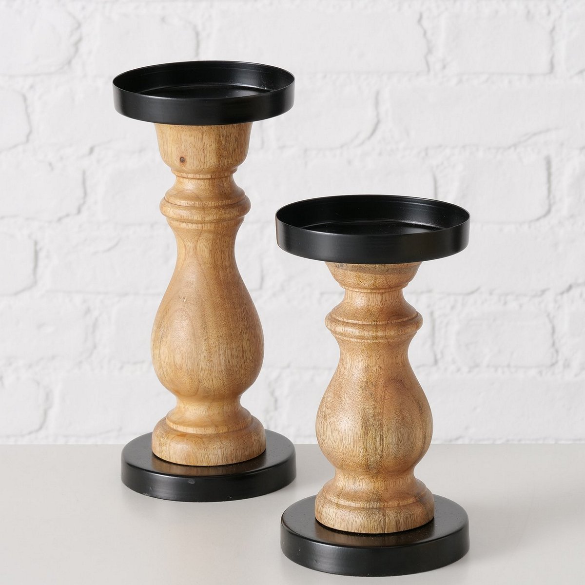 ΚΗΡΟΠΗΓΙΟ Set/2 ΞΥΛΟ Mango ΜΑΥΡΟ ΜΕΤΑΛΛΟ Ceros D10 H18-24cm