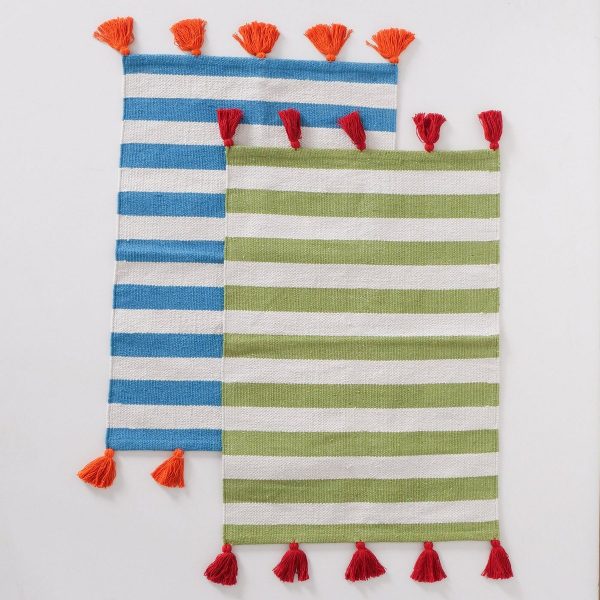 ΧΑΛΙ 2/ass Pisan ΡΙΓΕ ΛΕΥΚΟ ΜΠΛΕ ΠΡΑΣΙΝΟ 90Χ64cm cotton