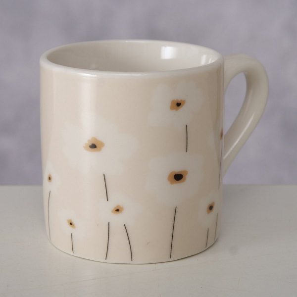 ΦΛΙΤΖΑΝΙ ESPRESSO Canea ΣΧΕΔΙΟ ΜΑΡΓΑΡΙΤΑ 6Χ6cm New Bone ΠΟΡΣΕΛΑΝΗ Dishwasher proof