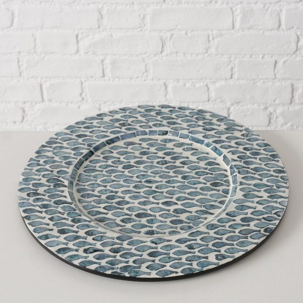 ΠΙΑΤΕΛΑ Mosel ΣΧΕΔΙΟ ΨΑΡΙΑ ΜΠΛΕ ΚΡΕΜ D32cm MDF,Capiz