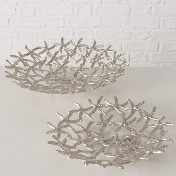 ΜΠΟΛ ΜΕ ΑΣΤΕΡΙΕΣ Merita Set/2 Starfish  H6 / 8cm D34 / 42cm  ΑΣΗΜΙ ΑΛΟΥΜΙΝΙΟ
