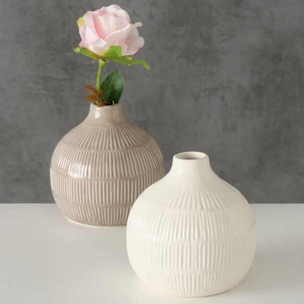 ΒΑΖΟ Kaylee 2/ass H12cm D12cm ΚΑΦΕ ΕΚΡΟΥ ΚΕΡΑΜΙΚΟ