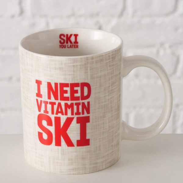 ΚΟΥΠΑ Ski 340ml ΕΚΡΟΥ ΚΟΚΚΙΝΟ Dishwasher proof,  New Bone