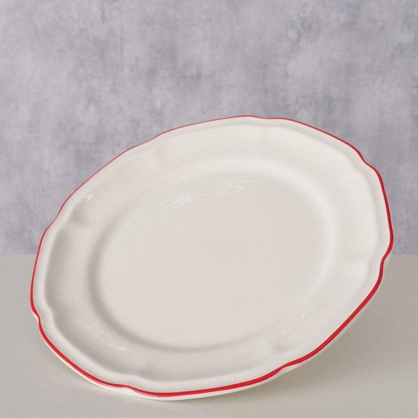 ΠΙΑΤΟ ΛΕΥΚΟ ΜΕ ΚΟΚΚΙΝΗ ΡΙΓΑ Hedda Dishwasher proof D21cm ΠΟΡΣΕΛΑΝΗ