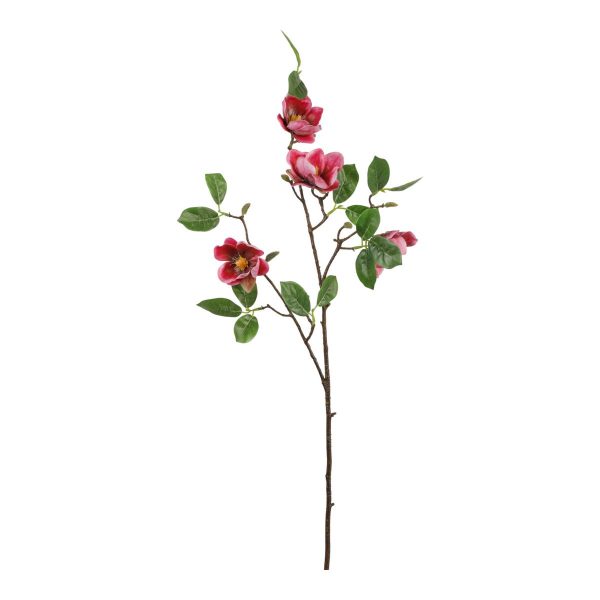 ΜΑΝΟΛΙΑ  x 5 ΑΝΘΗ ΚΛΑΔΙ ΚΟΚΚΙΝΟ 95cm ΣΥΝΘΕΤΙΚΟ