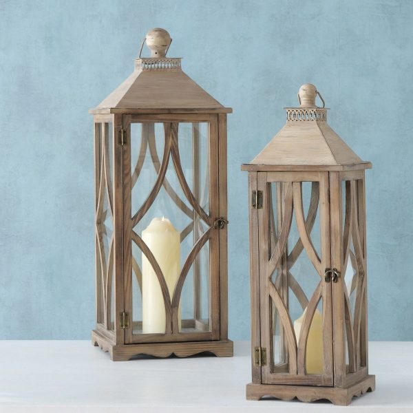 ΦΑΝΑΡΙ SET/2 Karol  H 60cm-75 cm W 20 cm-28 cm ΞΥΛΟ ΜΕΤΤΑΛΟ ΦΥΣΙΚΟ ΧΡΩΜΑ
