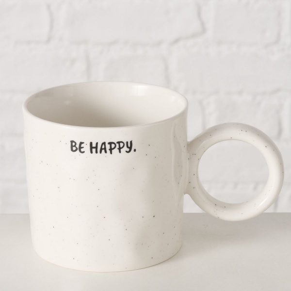 ΚΟΥΠΑ Be Happy ΛΕΥΚΗ 420 ml D 9,8cm,H 9cm ΚΕΡΑΜΙΚΗ NEW BONE suitable for dishwasher-microwave