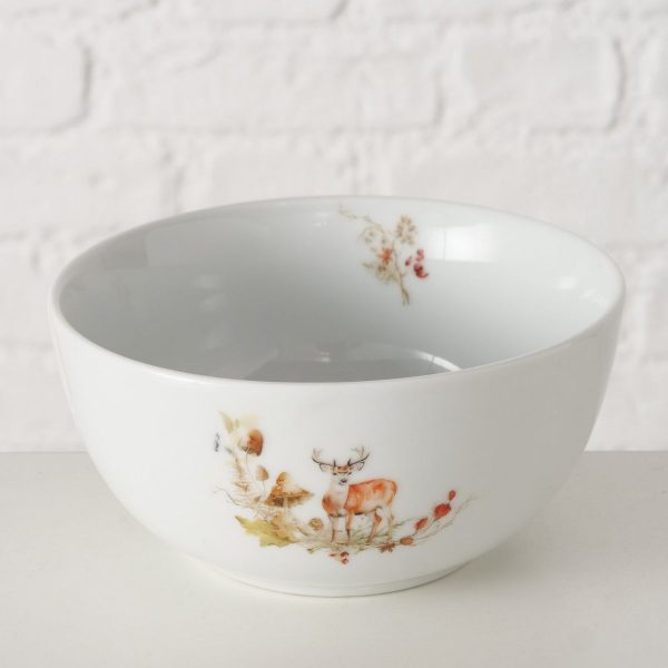 ΜΠΟΛ Gerd  480ml, H7cm,D 14,50cm ΛΕΥΚΟ ΜΕ ΕΛΑΦΙ  porcelain