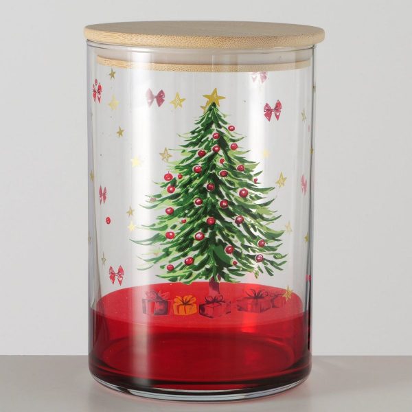 ΔΟΧΕΙΟ ΑΠΟΘΗΚΕΥΣΗΣ Joyful Η 15cm, D 10cm 1050 ml ΔΙΑΦΑΝΟ ΚΟΚΚΙΝΟ ΣΧΕΔΙΟ ΔΕΝΤΡΟ ΜΕ ΔΩΡΑ