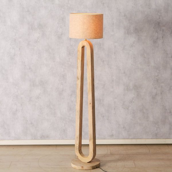 ΛΑΜΠΑ ΔΑΠΕΔΟΥ Seresa H 155cm,L 31cm,W 31,5cm ΦΥΣΙΚΟ ΞΥΛΟ ΜΠΕΖ ΚΑΠΕΛΟ mango