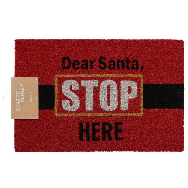 ΠΑΤΑΚΙ ΕΙΣΟΔΟΥ Stop here 60X40cm ΚΟΚΚΙΝΟ  DEAR SANTA STOP HERE