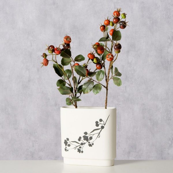ΒΑΖΟ Berries H 20cm,W7 cm ΚΕΡΑΜΙΚΟ ΜΑΤ ΛΕΥΚΟ ΜΑΥΡΟ ΚΛΑΔΙ