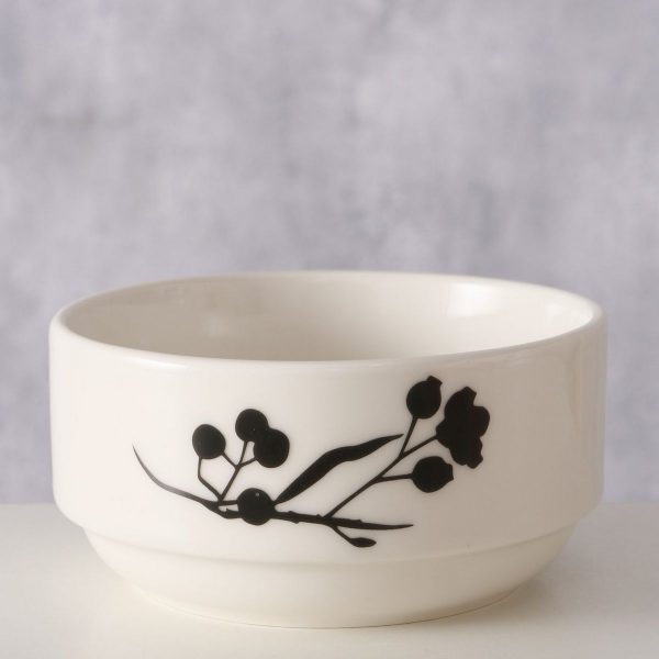ΜΠΟΛ Berries D 12cm,H 6cm ΚΕΡΑΜΙΚΟ ΛΕΥΚΟ ΜΑΥΡΑ ΑΝΘΗ 450ml