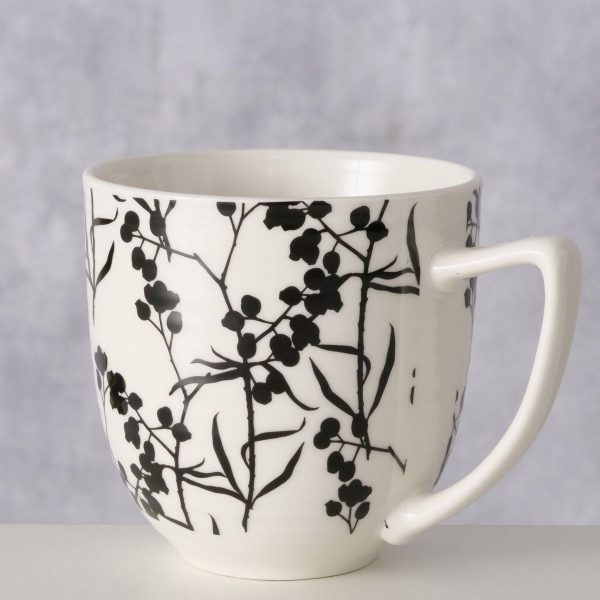 ΚΟΥΠΑ Berries D 9,50cm,H 9,60cm ΚΕΡΑΜΙΚΟ ΛΕΥΚΟ ΜΑΥΡΑ ΑΝΘΗ 400ml
