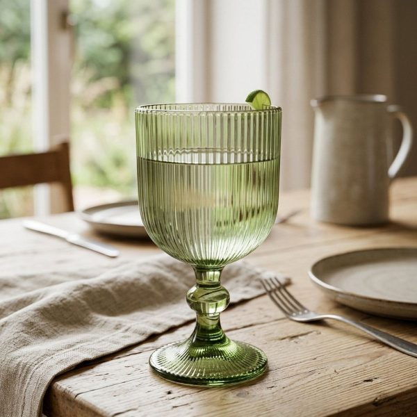 ΠΟΤΗΡΙ ΚΡΑΣΙΟΥ Rigano H 16cm,D 9cm ΓΥΑΛΙ ΠΡΑΣΙΝΟ ΜΕ ΠΟΔΙ Dishwasher proof