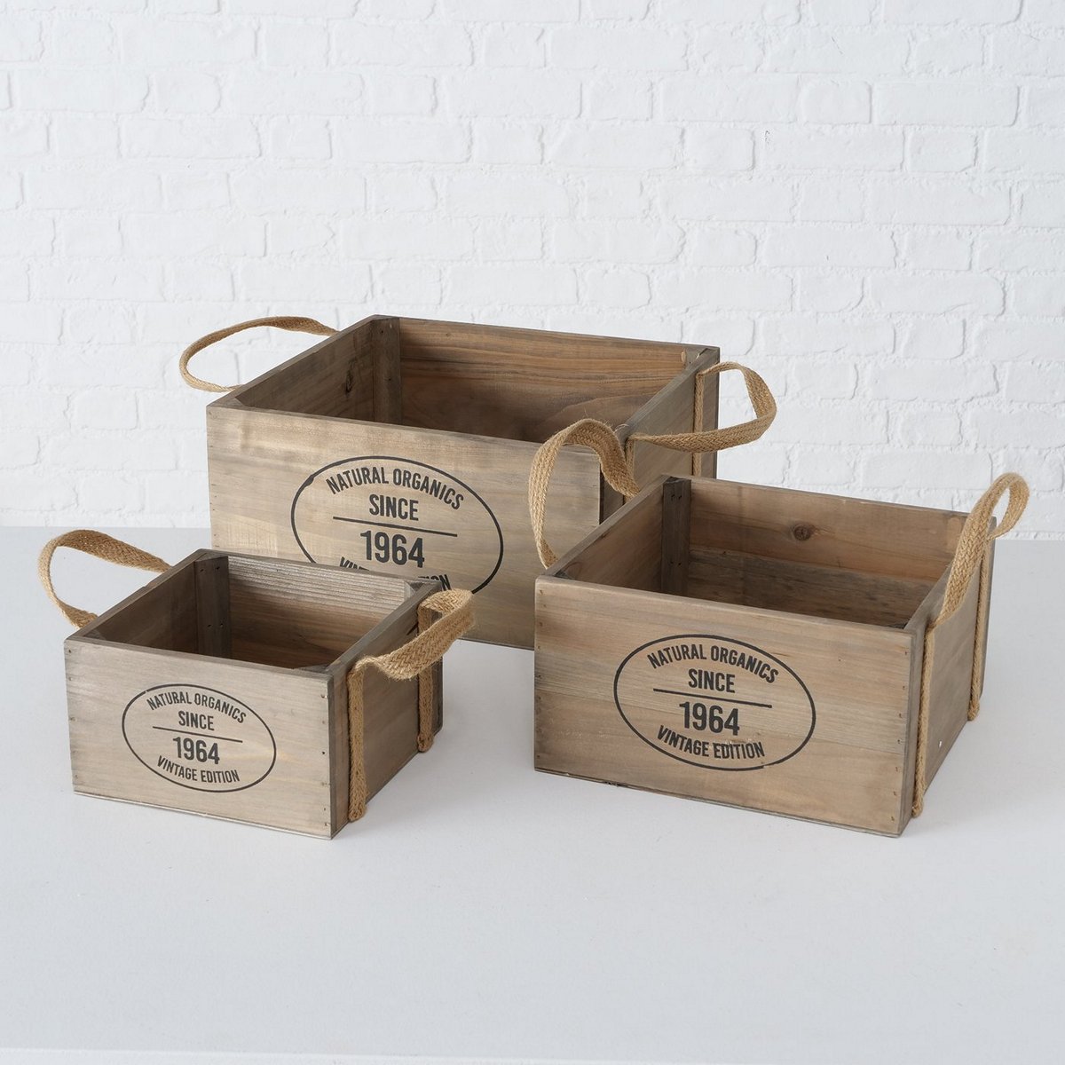 ΚΟΥΤΙ ΞΥΛΙΝΟ Set/3 ΧΕΡΟΥΛΙΑ ΤΕΤΡΑΓΩΝΟ Vinta 20x20x12cm 27x27x15 35x35/18cm