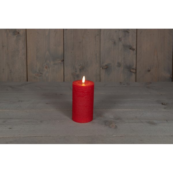 ΚΕΡΙ ΚΟΚΚΙΝΟ RUSTIC ΜΠΑΤΑΡΙΑΣ WAX CANDLE 3D WICK 7,5X12,5CM 3X AAA WITH 6/18H TIMER / GIFTBOX B.O.T.