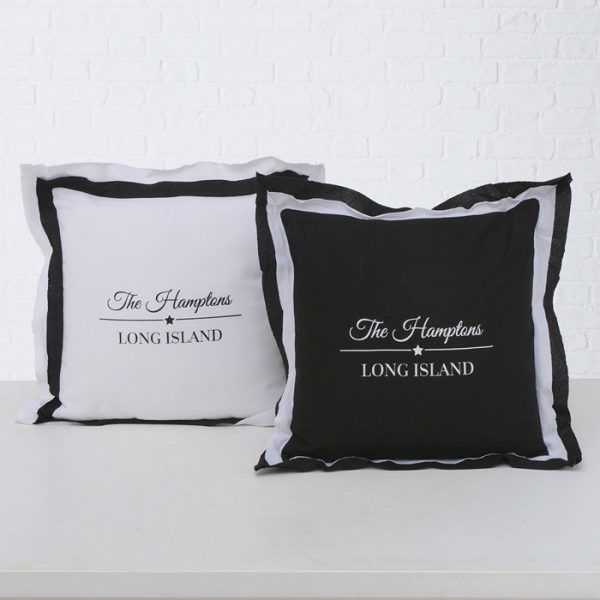 ΜΑΞΙΛΑΡΙ 2/ASS LONG ISLAND 40x40x12cm ΛΕΥΚΟ ΜΑΥΡΟ Hampton Cotton 100%