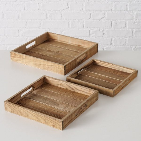 ΔΙΣΚΟΣ Mariam Set/3 ΔΙΑΚΟΣΜΗΤΙΚΟΣ 24Χ24Χ3 cm 28Χ28Χ4 cm 32X32X5cm ΦΥΣΙΚΟ ΞΥΛΟ
