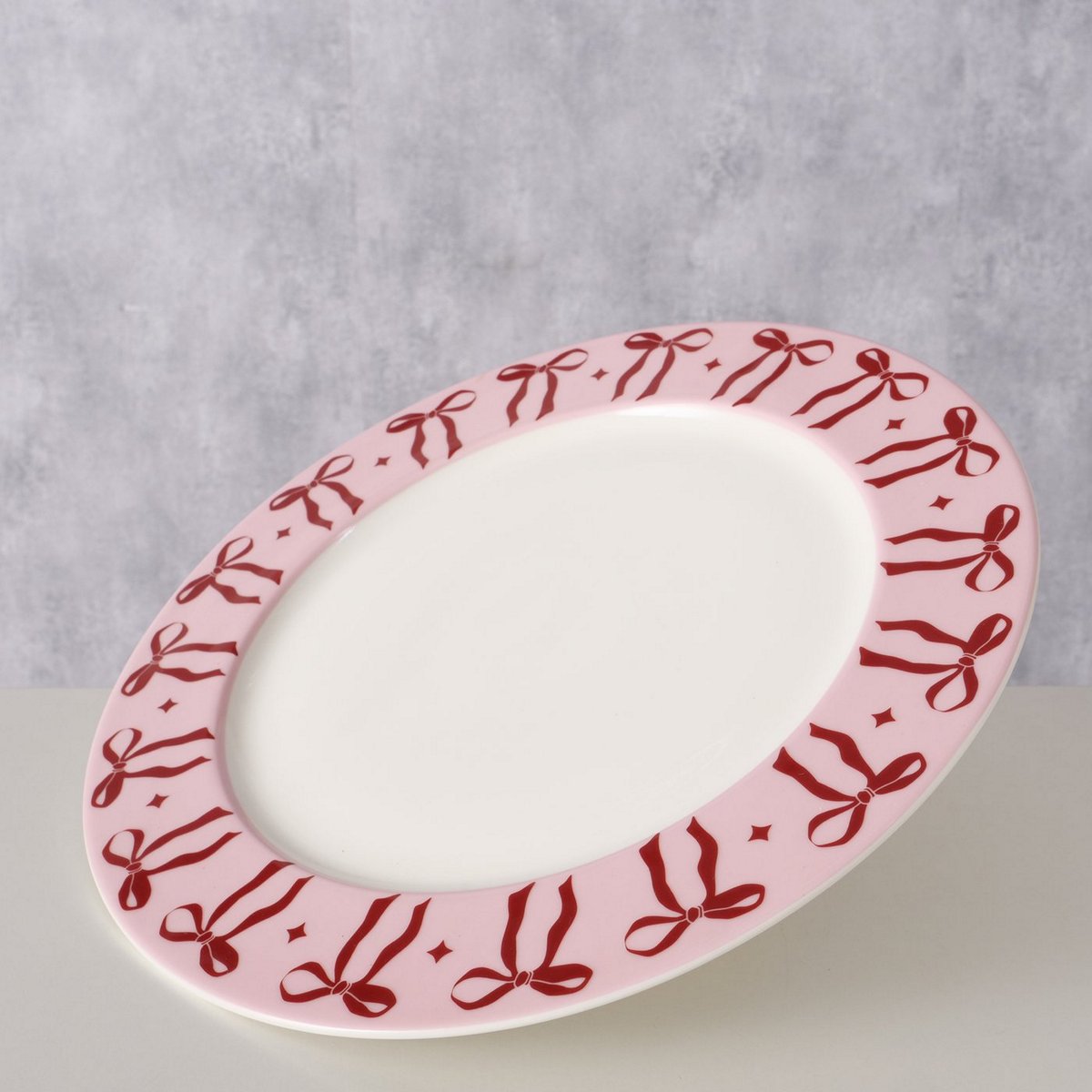 ΠΙΑΤΕΛΑ ΡΟΖ ΛΕΥΚΟ ΠΟΥΑ ΚΟΚΚΙΝΗ ΚΟΡΔΕΛΑ Boucle Dishwasher proof