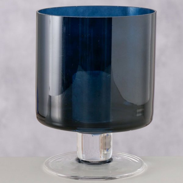ΚΗΡΟΠΗΓΙΟ Indigo H 16cm,D 12cm ΣΚΟΥΡΟ ΜΠΛΕ ΜΕ ΠΟΔΙ ΓΥΑΛΙ