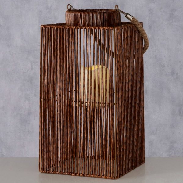 ΦΑΝΑΡΙ Mika Η 41cm,W 21CM,L 21cm ΣΧΟΙΝΙ ΜΕ LED ΚΑΙ TIMER metal plastic