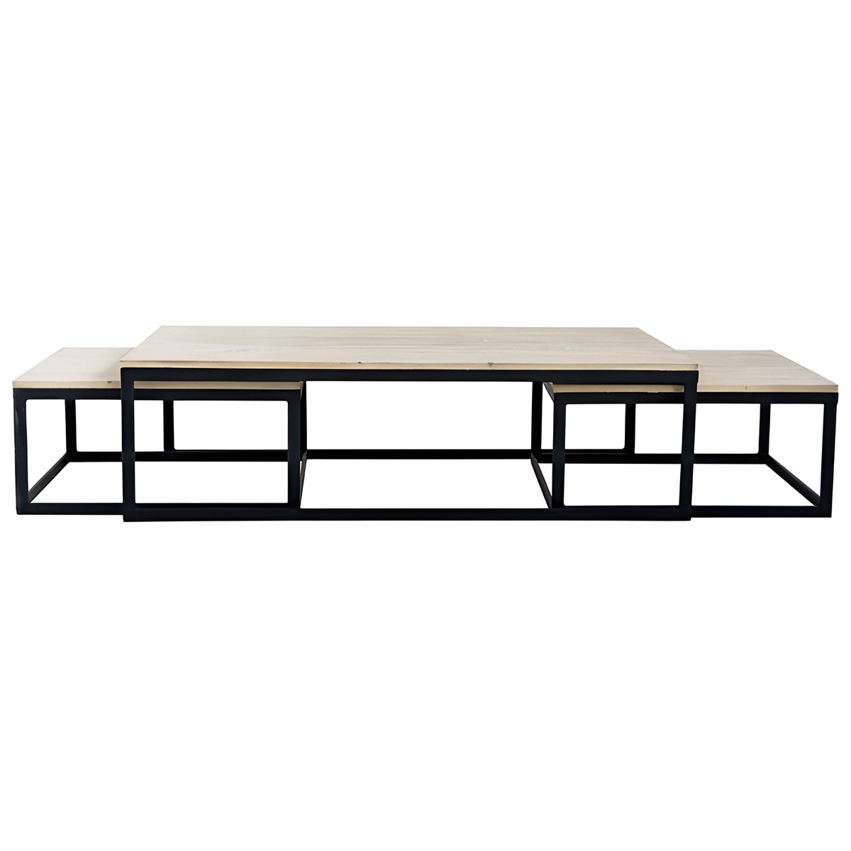 SET/3 ΤΡΑΠΕΖΙΑ ΣΑΛΟΝΙΟΥ 140Χ70 CM / 68Χ68 CM ΠΑΡΑΛΛΗΛΟΓΡΑΜΜΟ/2 ΤΕΤΡΑΓΩΝΑ ΜΕ ΜΕΤΑΛΛΙΚΗ ΒΑΣΗ