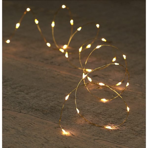 ΦΩΤΑΚΙΑ 40LED 6/18H TIMER ΧΡΥΣΟ ΣΥΡΜΑ 2M ΘΕΡΜΟ ΛΕΥΚΟ - 10CM LEADCABLE - 2X AA/IP20