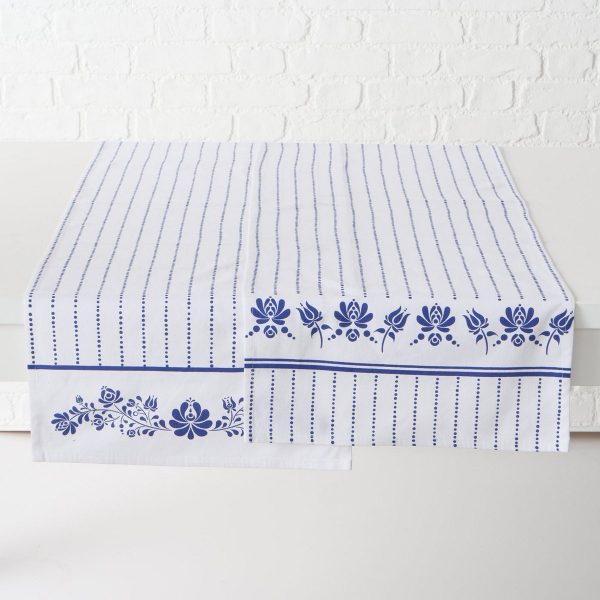 ΤΡΑΒΕΡΣΑ Megan, 2/Ass, ΛΕΥΚΟ/ΜΠΛΕ L140cm, Floral cotton
