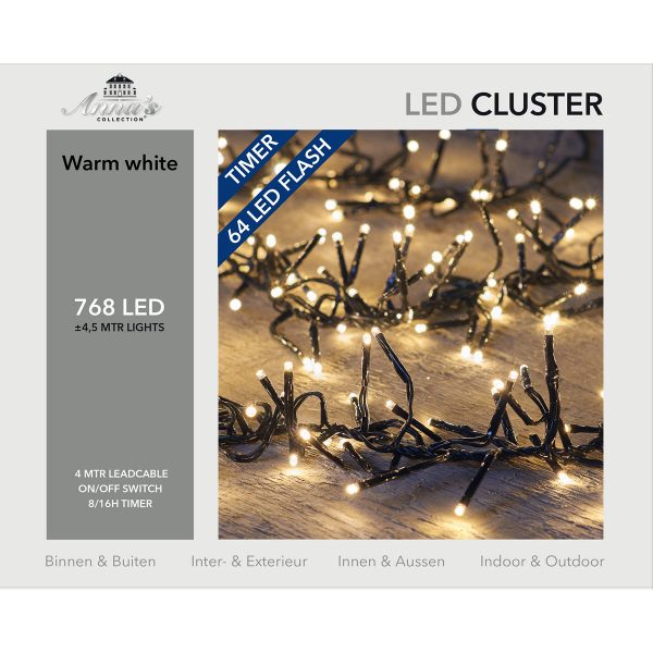 ΦΩΤΑΚΙΑ 768 LED CLUSTER TIMER (64 FLASHING) ΘΕΡΜΟ ΛΕΥΚΟ (4,5M)