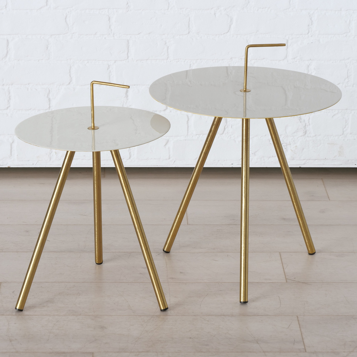 ΤΡΑΠΕΖΙ SET/2 ΜΕ ΧΕΡΟΥΛΙ ΜΕΤΑΛΙΚΟ BRASS Tabjora H52-58cm D35-45cm ΜΕΤΑΛΛΟ/ΓΥΑΛΙ