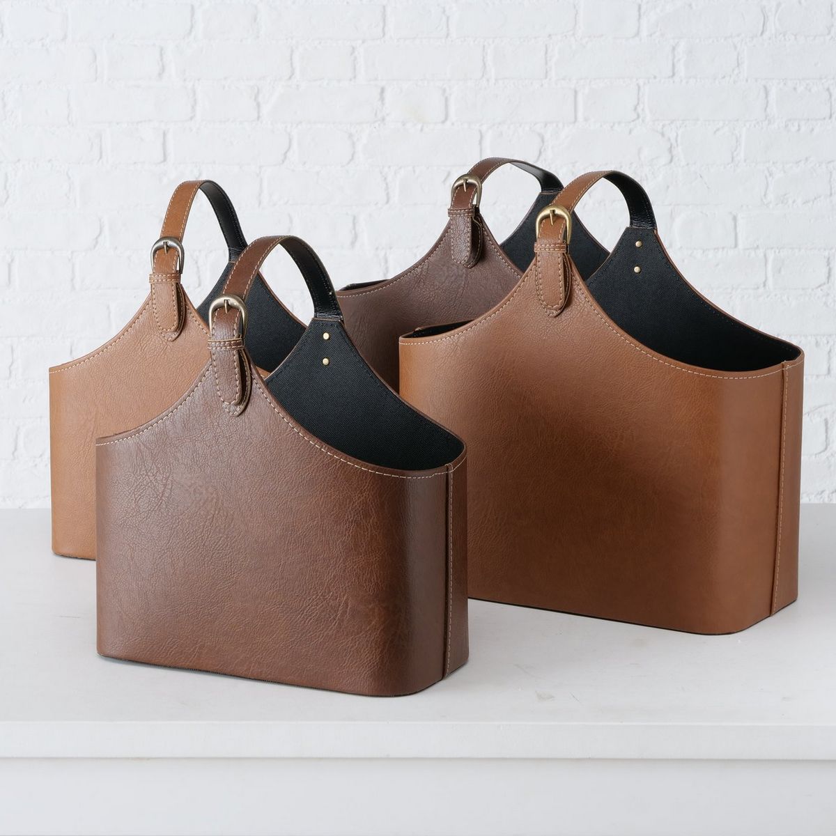 ΕΦΗΜΕΡΙΔΟΘΗΚΗ 2/ass Set/2 Marla ΚΑΦΕ ΔΕΡΜΑΤΙΝΗ H40-50cm W18-21cm