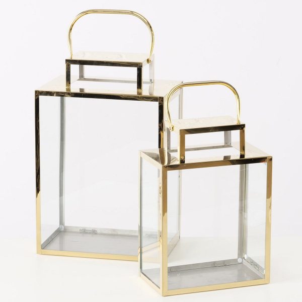 ΦΑΝΑΡΙ Set/2 Jalena ΜΕΤΑΛΛΟ ΧΡΥΣΟ Indoor 25Χ16Χ36cm, 30Χ20Χ46cm