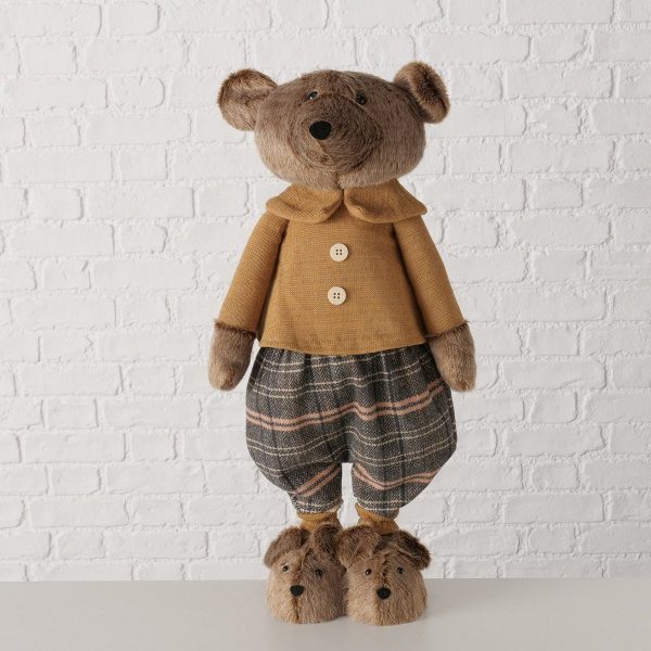 ΑΡΚΟΥΔΟΣ ΑΓΟΡΙ ΦΙΓΟΥΡΑ Teddie ΚΑΦΕ 24X20X119cm Iron Concrete, Polyester