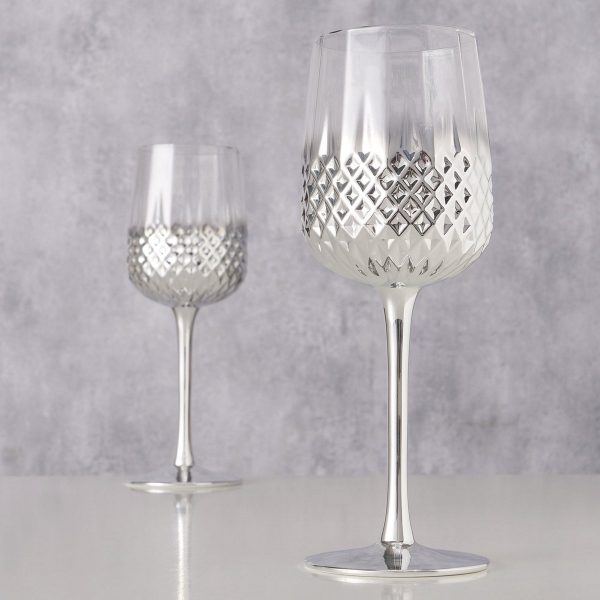 ΠΟΤΗΡΙ ΚΡΑΣΙΟΥ 2ΤΕΜ Crystal H22cm D8cm ΑΣΗΜΙ ΜΕΤΑΛΛΙΚΟ ΓΥΑΛΙ