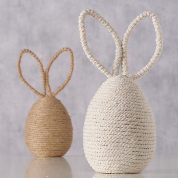ΛΑΓΟΣ 2/ass Elina, ΜΠΕΖ ΛΕΥΚΟ H27cm, D11cm Iron, Polystyrene foam, Jute, Cotton, Polyester