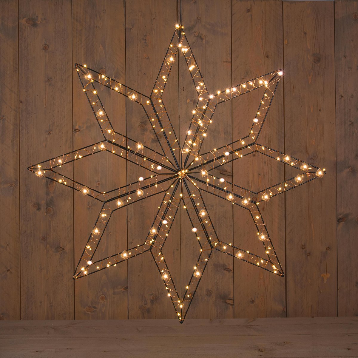 ΑΣΤΕΡΙ ΕΞΩΤ ΧΩΡΟΥ ΜΑΥΡΟ 8-POINTED 73X73CM/200LED ΚΛΑΣΣΙΚΟ ΘΕΡΜΟ ΜΠΡΟΝΖΕ ΣΥΡΜΑ 8/16H TIMER / 4