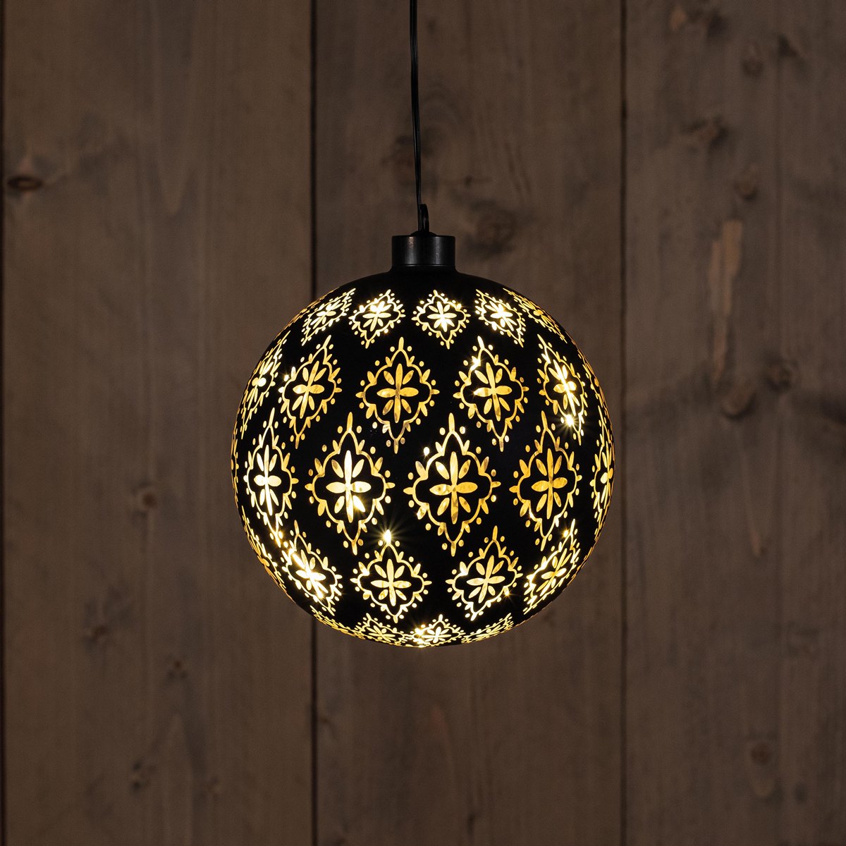 ΜΠΑΛΑ ΓΥΑΛΙ BAROQUE ΜΑΥΡΟ/ΧΡΥΣΟ ΓΥΑΛΙ 15CM 12LED ΘΕΡΜΟ ΛΕΥΚΟ / ΧΡΥΣΟ ΕΣΩΤΕΡ / 2XAAA ΜΠΑΤΑΡΙΑ