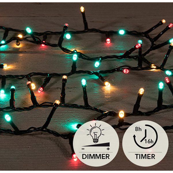 ΦΩΤΑΚΙΑ 700 LED MULTI ΠΡΑΣΙΝΟ ΚΟΚΚΙΝΟ CLASSIC IVY 16M - 5MM CONCAVE LED - 4MTR ΚΑΛΩΔΙΟ ΜΑΥΡΟ - 31V/IP44 TRANSFORMER 6VA - ON / 8/16H TIMER / OFF / DIM