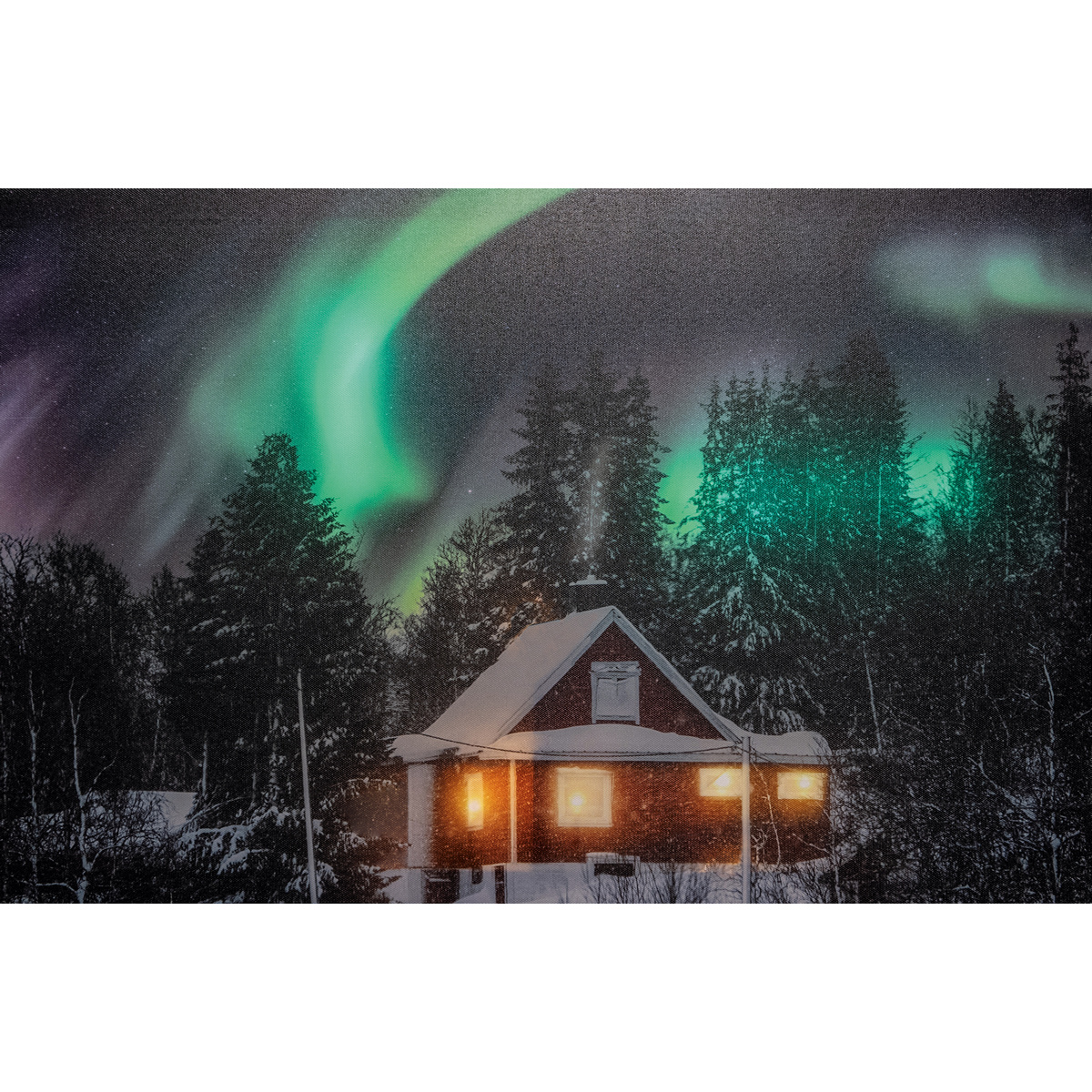 ΠΙΝΑΚΑΣ LED "RED HOUSE / NORTHERN LIGHT MOVING" INDOOR CANVAS 38X58X2