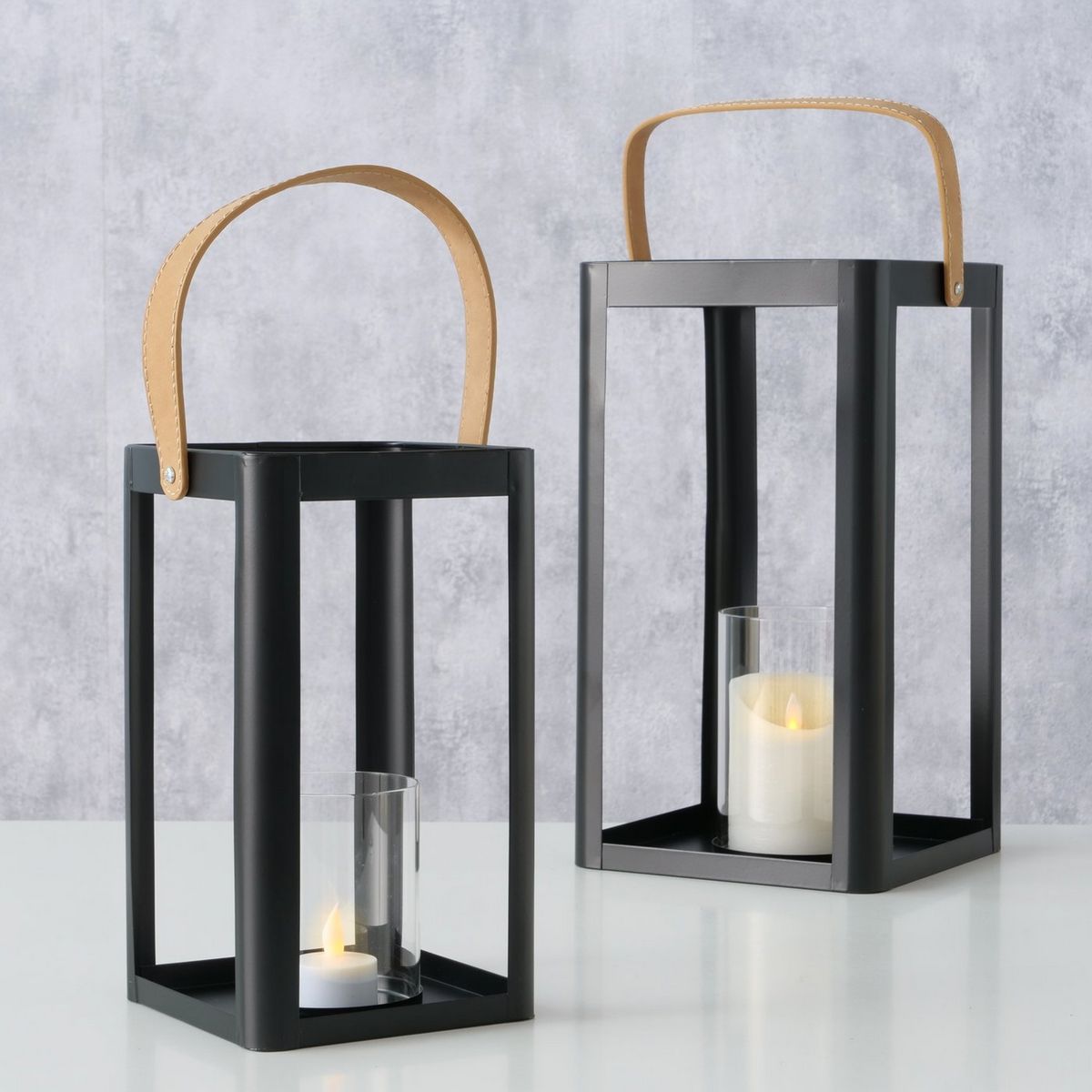 ΦΑΝΑΡΙ Lykta Set/2 16x18x25cm 21x21x34cm ΜΑΥΡΟ ΜΕΤΑΛΛΟ