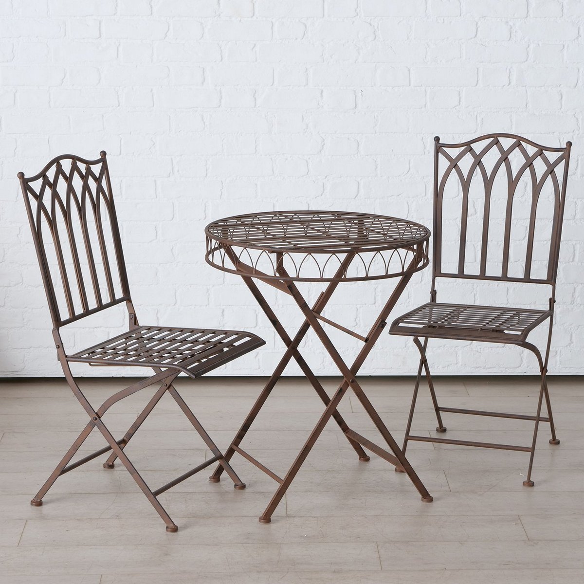 ΣΕΤ ΚΗΠΟΥ SET/3 Brenda H72-93cm ΤΡΑΠ 60cm+2ΚΑΡΕΚΛΕΣ ΑΝΤΙΚΕ ΚΑΦΕ iron