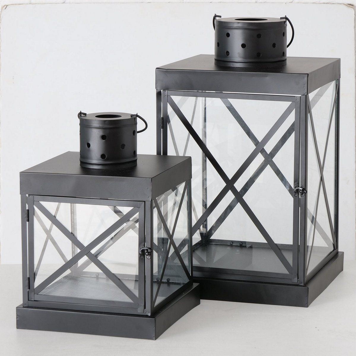 ΦΑΝΑΡΙ Set/2 Triton H45-62cm W30-36cm ΜΑΥΡΟ ΦΑΝΑΡΙ