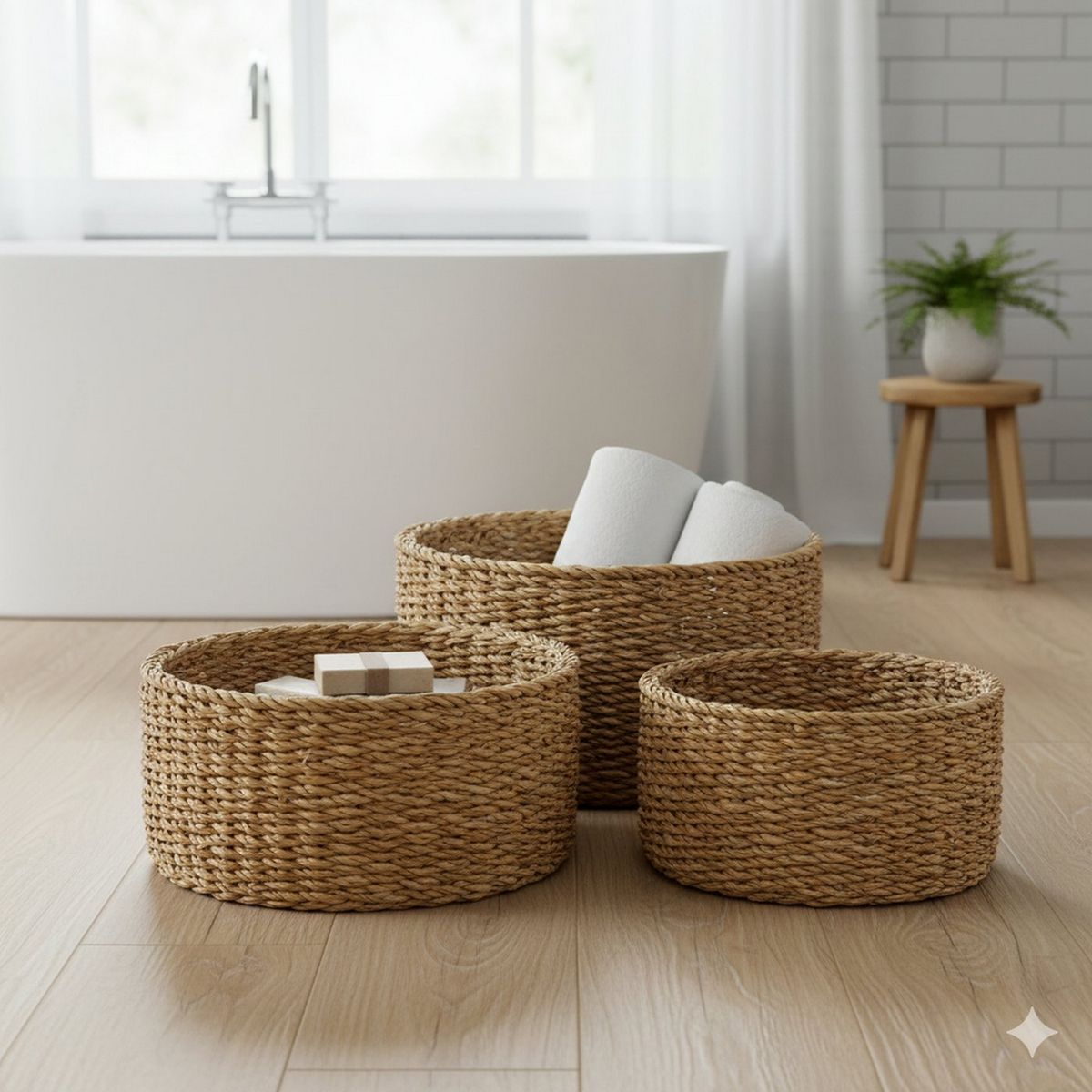 ΚΑΛΑΘΙ Set/3 ΨΑΘΙΝΟ ΦΥΣΙΚΟ Sophy Round H8/10/12cm