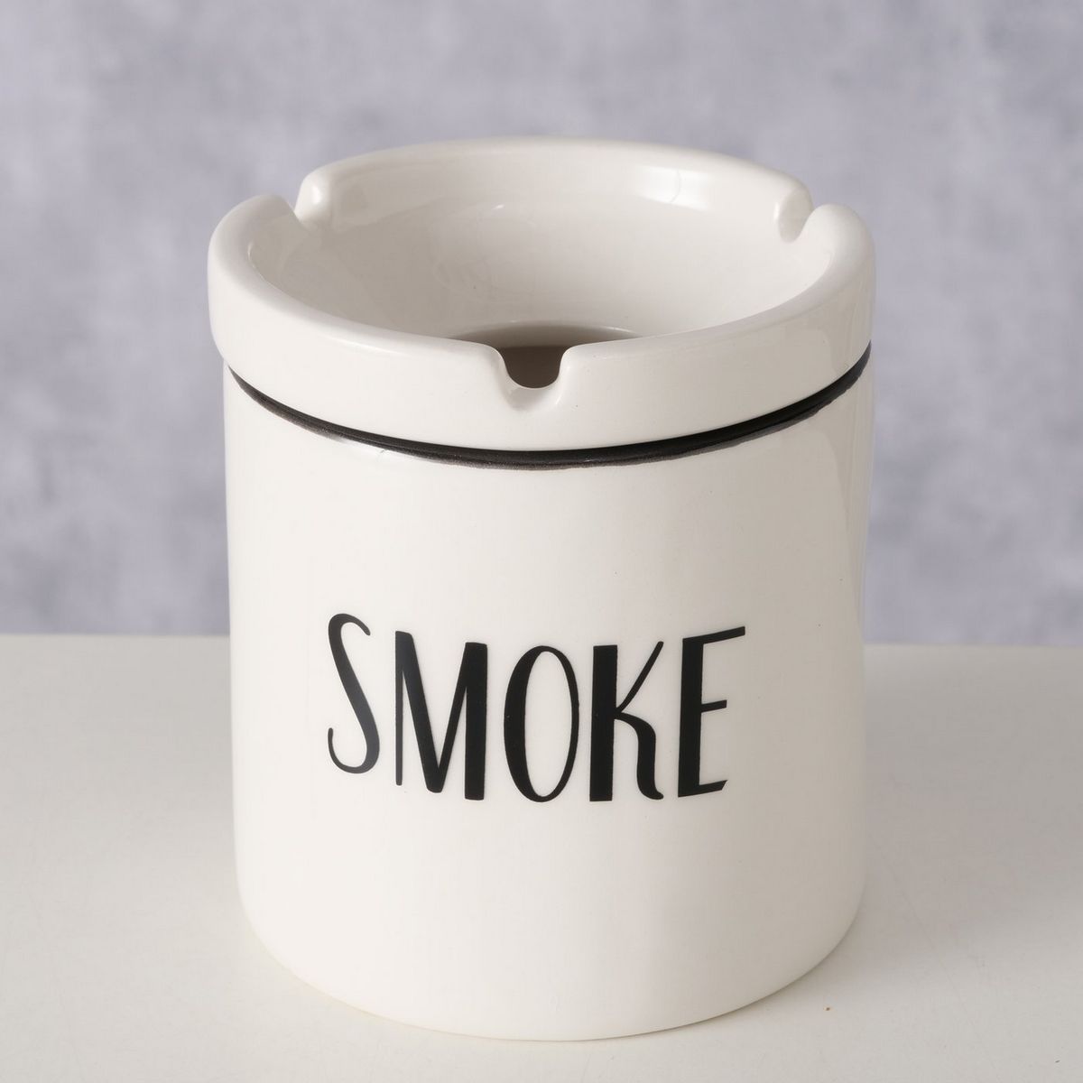 ΣΤΑΧΤΟΔΟΧΕΙΟ Smoke H10cm D9cm ΑΣΠΡΟ ΜΑΥΡΟ ΚΕΡΑΜΙΚΟ