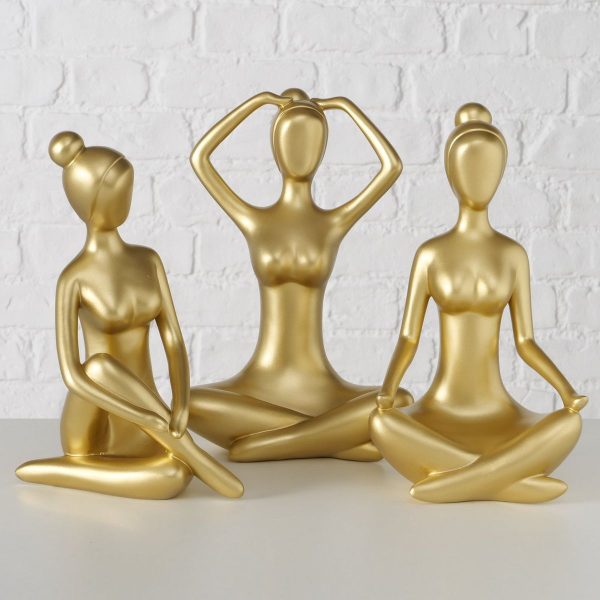 ΓΥΝΑΙΚΑ 3/ass Yoga ΦΙΓΟΥΡΑ ΧΡΥΣΟ, H30cm, D30cm Polyresin
